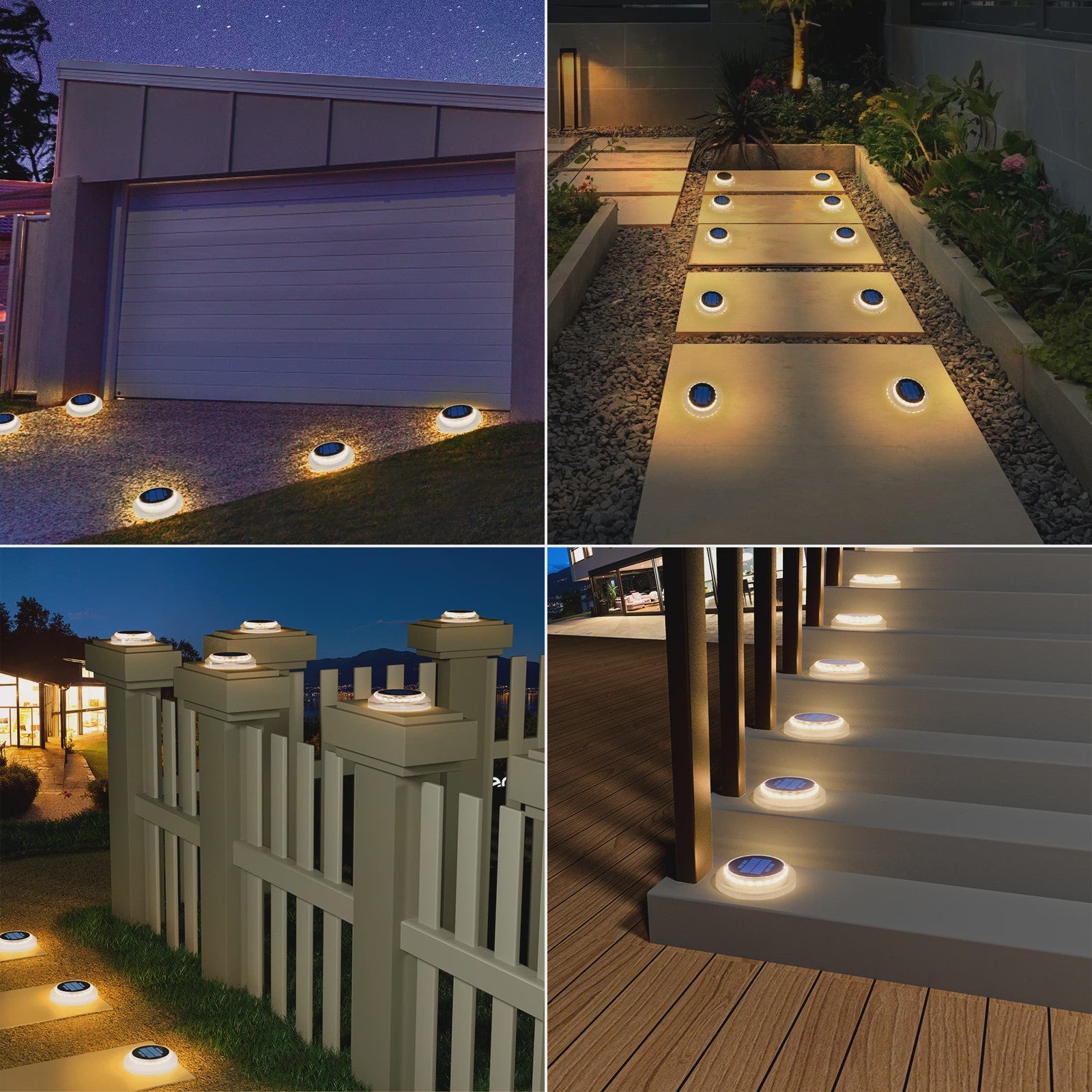 Solar Buitenlampen Warm Wit - IP68 Waterdicht - Oplaadbaar - Voor Oprit, Trap, Dek & Tuin