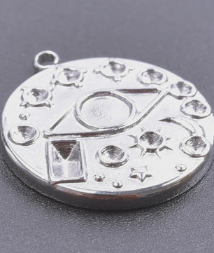 Set van 5 Zilverkleurige Stainless Steel Bedels: Ster, Maan, Zon, Vlinder, Roos & Ojo Turco