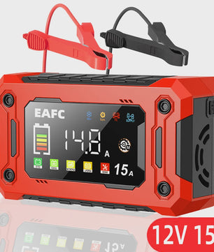 Slimme Acculader 12V 15A met LCD Display en Pulsreparatie voor Auto, Motor, SUV