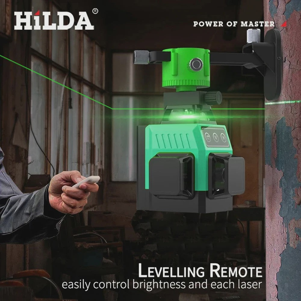 HILDA 3D Laserwaterpas met 12 Groene Lijnen - Zelfnivellerend & Draagbaar