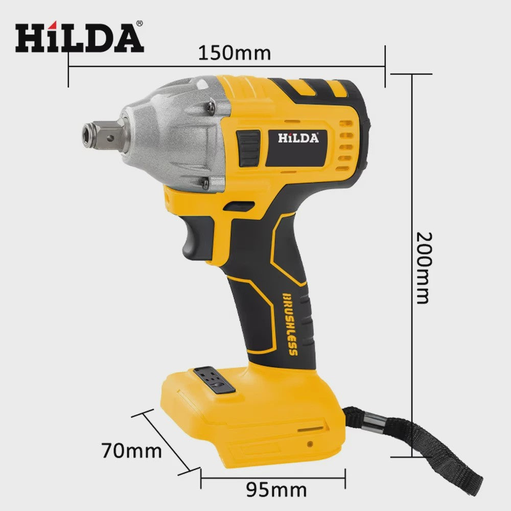 HILDA Accu Slagschroefmachine Brushless Krachtig 1/2" met Makita Batterij Compatibiliteit