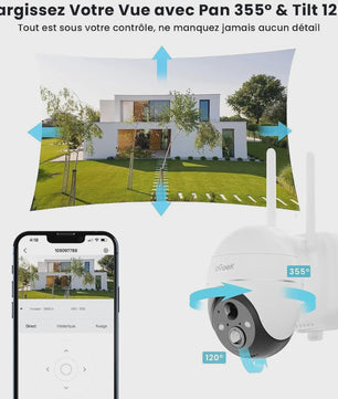 ieGeek 5MP Draadloze Buitencamera met Zonnepaneel - 360° Pan/Tilt, Kleuren Nachtzicht & PIR Detectie