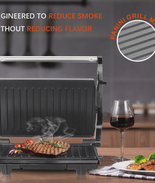 Elektrische Contactgrill & Panini Pers - 750W - 180° Open - Grill, Bakplaat & BBQ