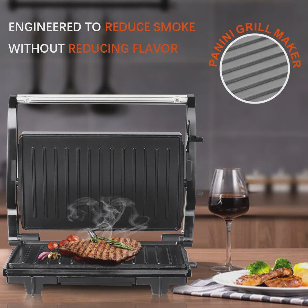 Elektrische Contactgrill & Panini Pers - 750W - 180° Open - Grill, Bakplaat & BBQ