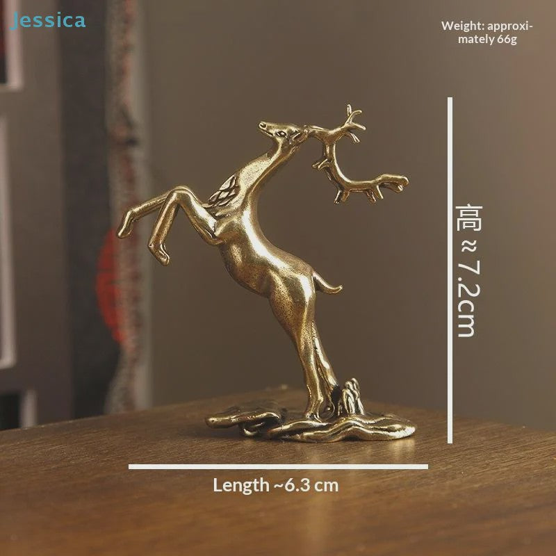 Abstract Messing Hertenbeeld - Vintage Rendier Sculptuur voor Thuis & Kantoor