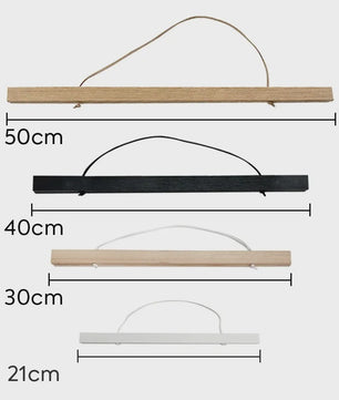 Magnetische Poster Hanger Frame van Teak Hout (21-50cm) - Wanddecoratie Ophangsysteem