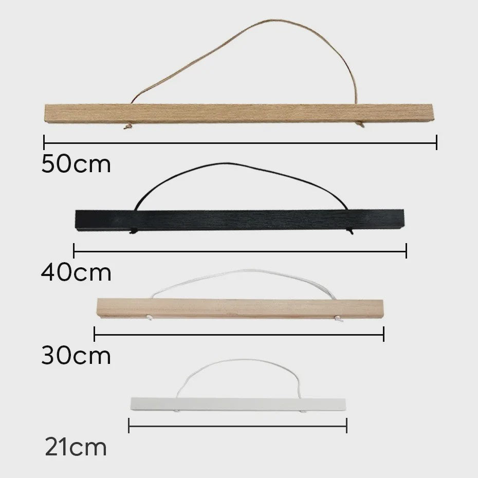 Magnetische Poster Hanger Frame van Teak Hout (21-50cm) - Wanddecoratie Ophangsysteem