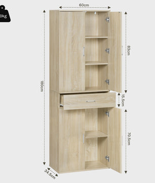 Hoge Archiefkast met Deuren en Lade - 60x180x34cm - Kantoor & Keuken Opbergmeubel