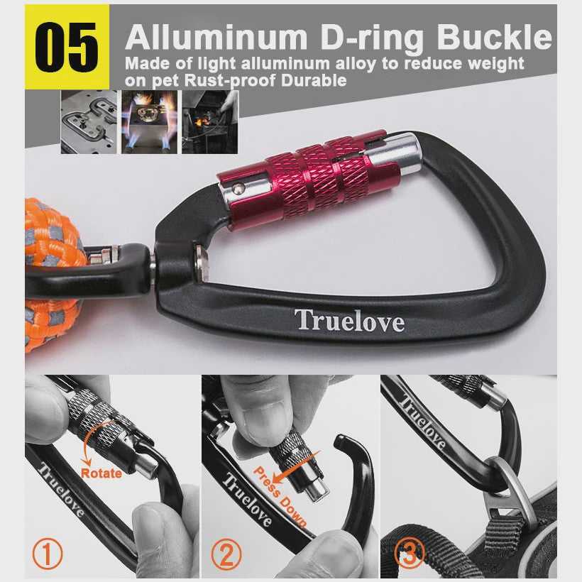 TrueLove Nylon Hondentuig met Reflecterende Haak en Neopreen Handvat