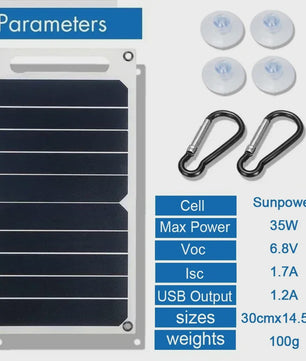 35W Sunpower Draagbaar Zonnepaneel met USB - Ideaal voor Powerbank, Telefoon, Outdoor & Camping