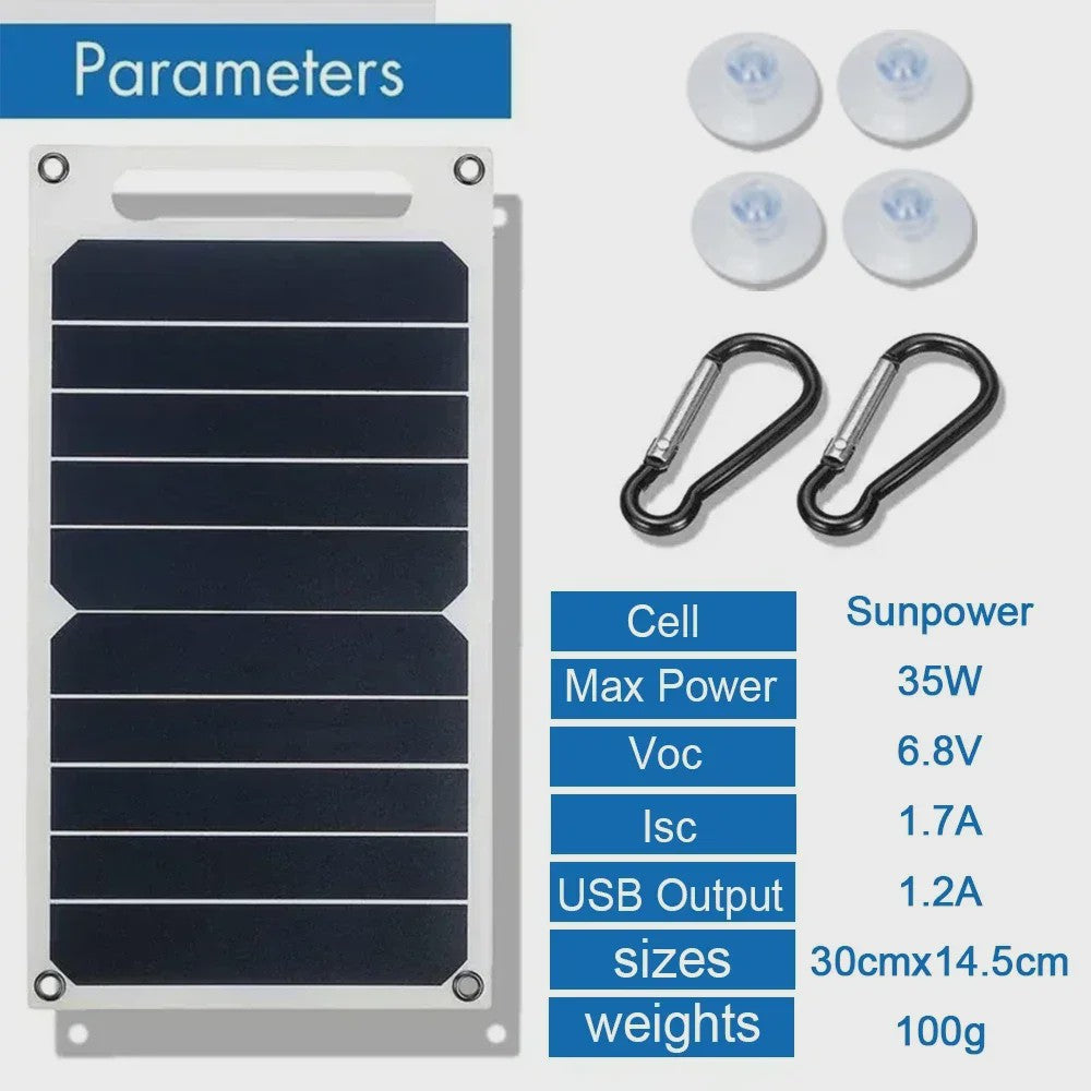 35W Sunpower Draagbaar Zonnepaneel met USB - Ideaal voor Powerbank, Telefoon, Outdoor & Camping