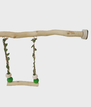 Houten Papegaai Zitstok met Dubbele Schommel en Speeltjes - Vogelkooi Accessoire