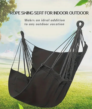 Luxe Hangstoel van Canvas - Comfortabele Schommelstoel voor Binnen & Buiten met Opbergzak