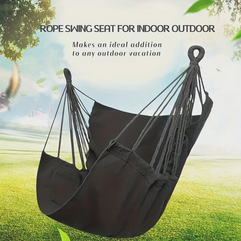 Luxe Hangstoel van Canvas - Comfortabele Schommelstoel voor Binnen & Buiten met Opbergzak