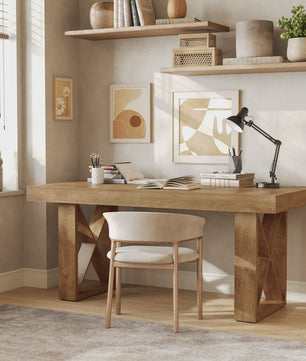 Eettafel 63 Inch Farmhouse Stijl - Bruin Hout - Geschikt voor 4-6 Personen