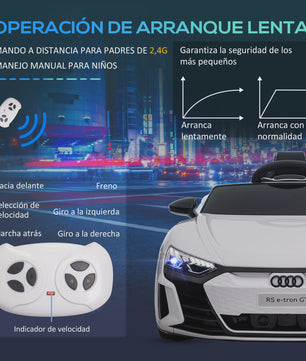 Elektrische Kinderauto Audi RS e-tron GT - Wit (103x58x41 cm) - Vanaf 3 Jaar
