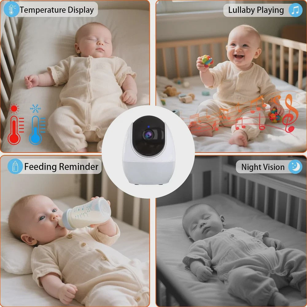 7-inch Babyfoon met Camera: Pan-Tilt-Zoom, Tweeweg Audio, Nachtzicht & Lullabies