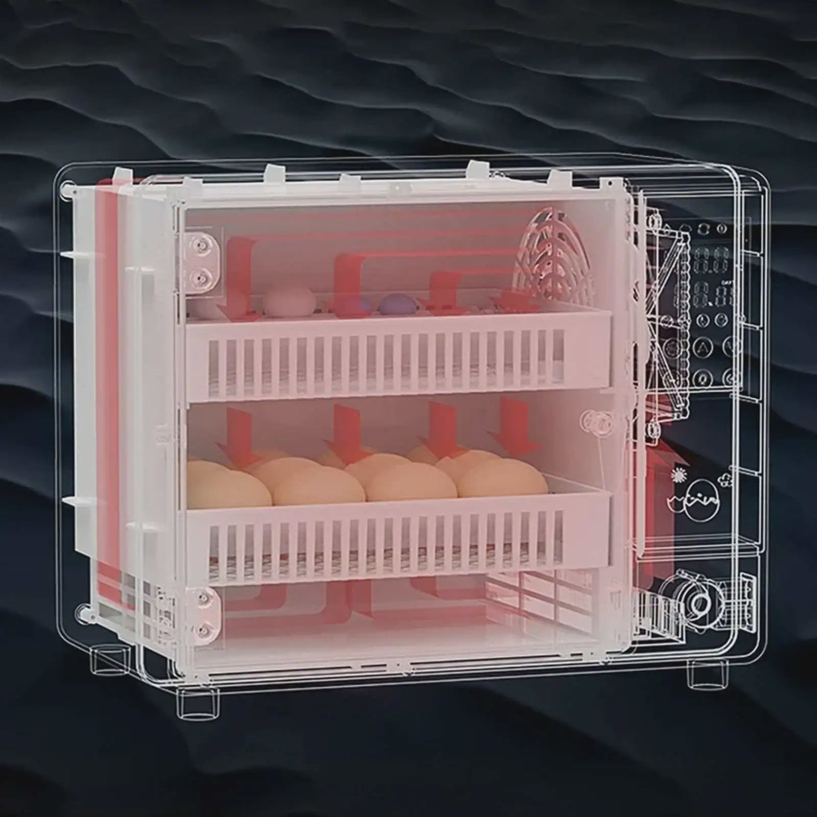 Volautomatische Broedmachine voor 24 Eieren met Lade-Type Automatische Draaier en Touchscreen