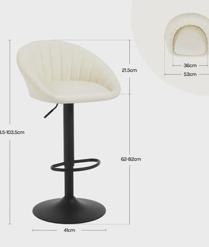 Verstelbare Barstoelen Set van 2 - Draaibaar, Ergonomisch, met Rugleuning - Fluweel/Kunstleer