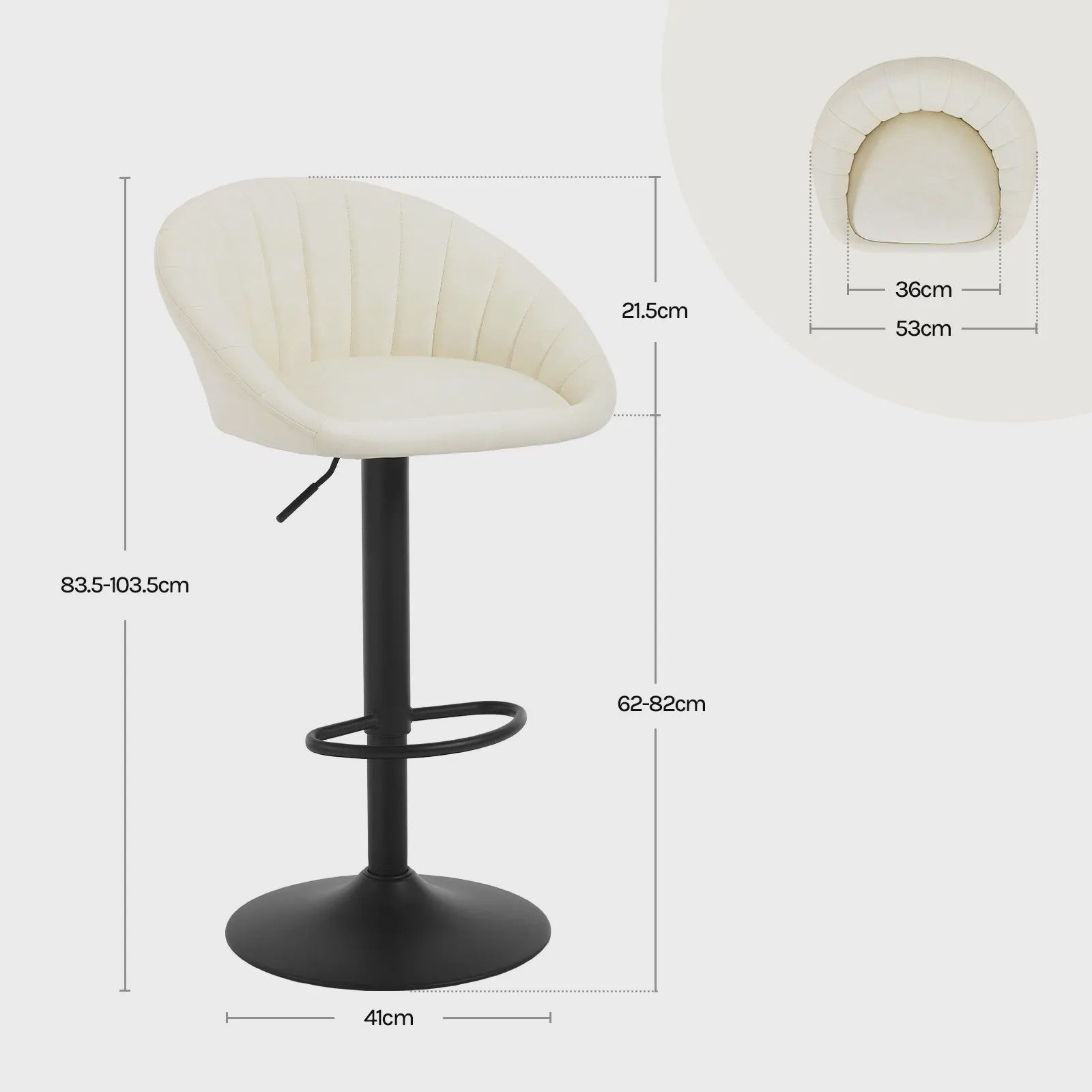 Verstelbare Barstoelen Set van 2 - Draaibaar, Ergonomisch, met Rugleuning - Fluweel/Kunstleer