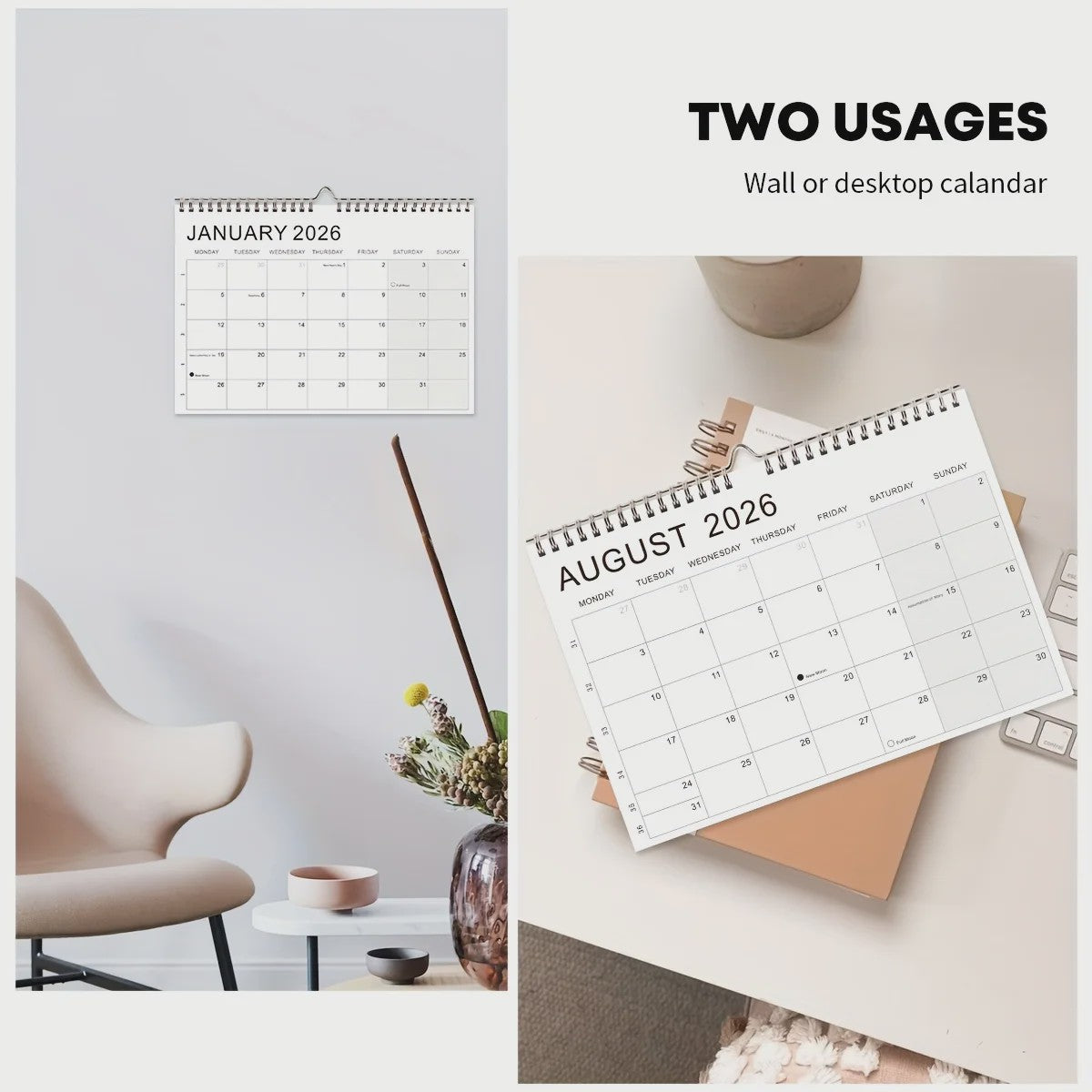 Weekplanner Kalender 2026-2027: 52 Weken, Maandoverzicht & Maanfasen