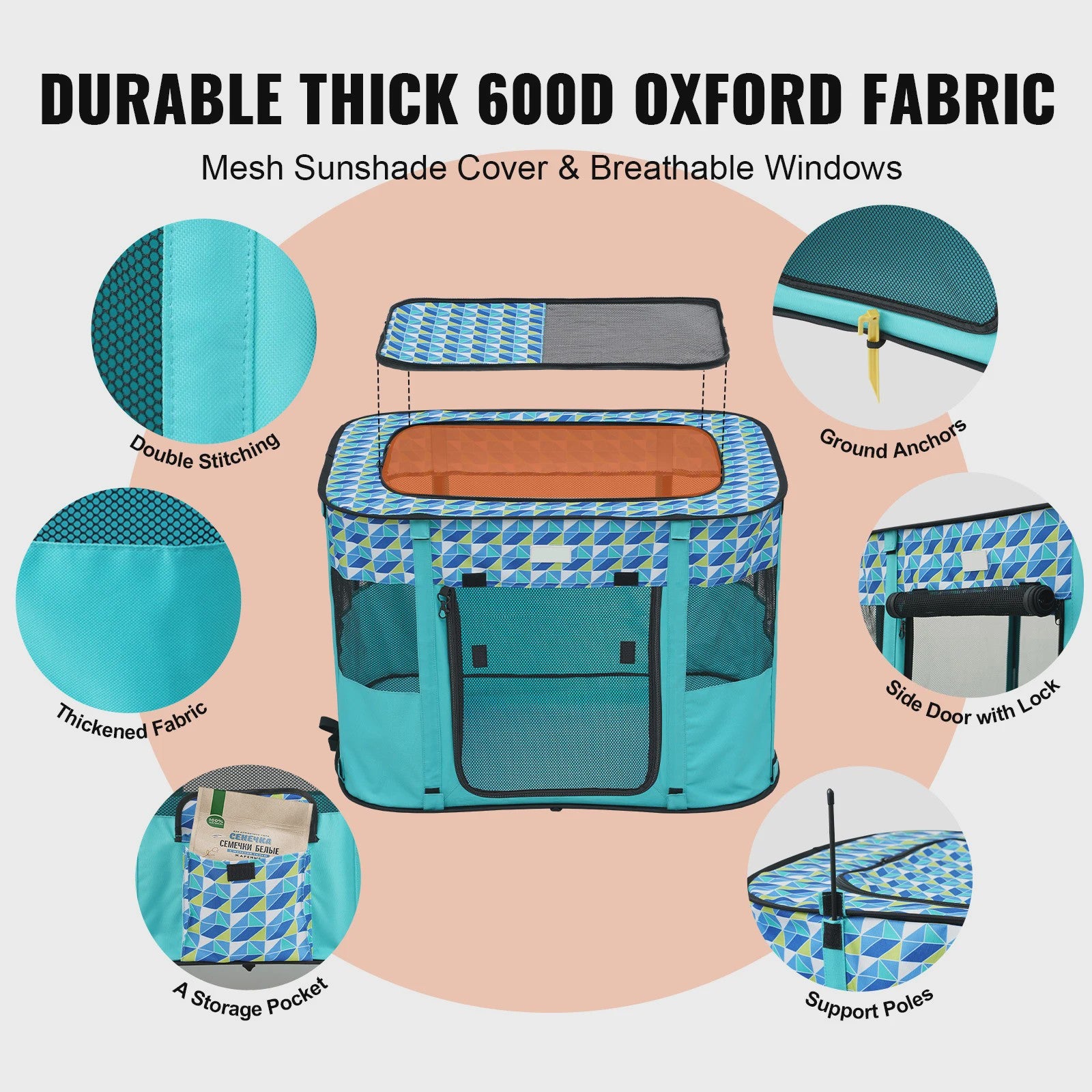 Draagbare Opvouwbare Pet Playpen Tent - Veilig en Waterdicht voor Hond of Kat