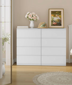 Moderne Witte Ladekast met 4 Lades - Opbergkast voor Woonkamer, Slaapkamer, Hal