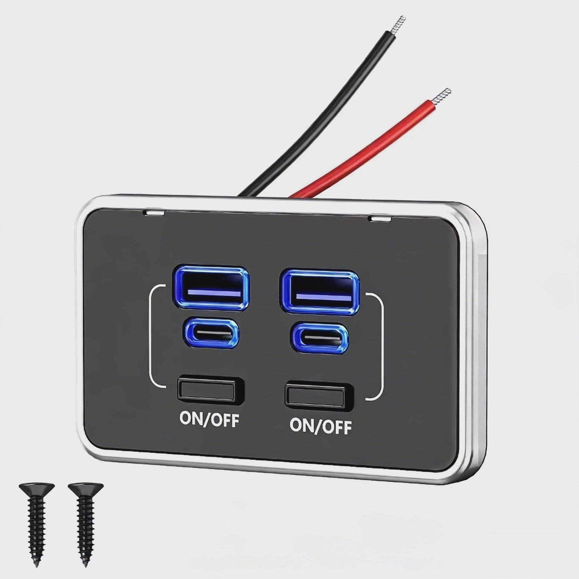 Universele 78W QC3.0 PD Auto Dubbele USB C & USB A Laadpaneel met Schakelaar