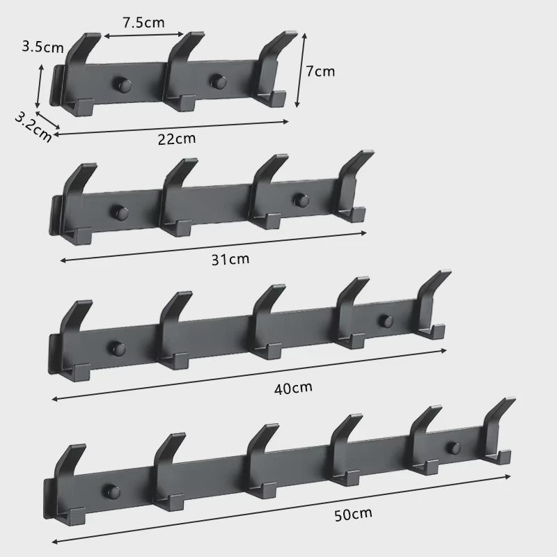 Moderne Zwarte Aluminium Wandhaken - Ophangrek voor Handdoeken, Jassen en Meer