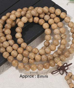 Natuurlijke Sandelhout Mala Armband - Gouden Zijde Boeddha Kralen voor Meditatie & Gebed