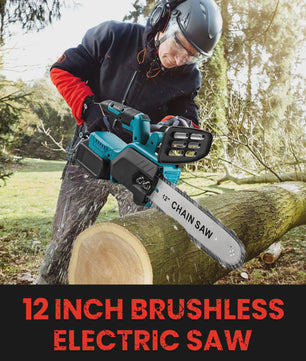 12-Inch Accu Kettingzaag met Borstelloze Motor - Krachtig en Lichtgewicht