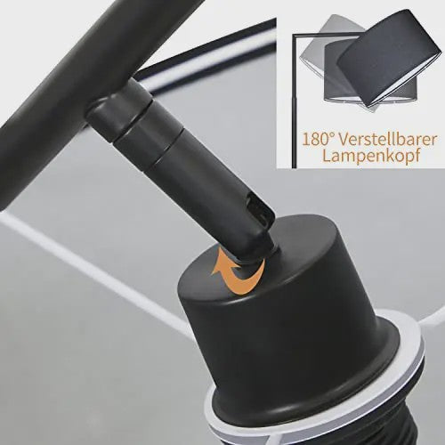Moderne Zwarte Boog Vloerlamp met Stoffen Kap - E27 Fitting & Voetschakelaar