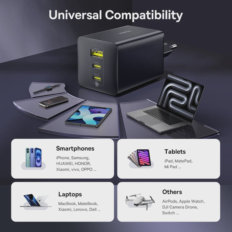 Baseus 100W GaN Snellader: Laad Laptop, Tablet & Telefoon Snel Op
