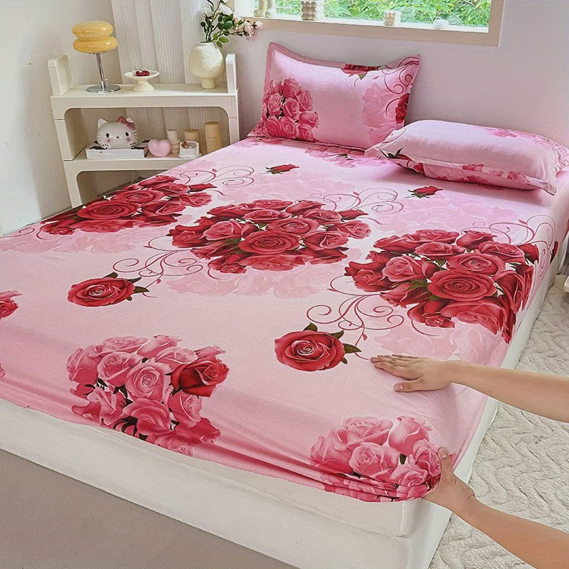 3-delige Beddengoedset met Print: Zacht, Comfortabel, 1 Hoeslaken + 2 Kussenslopen (zonder vulling)