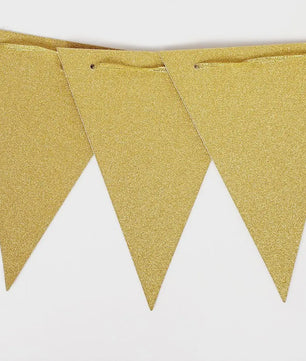Zwarte en Gouden Driehoek Vlaggenlijn - Feestelijke Banner voor Verjaardag, Bruiloft & Feestdecoratie
