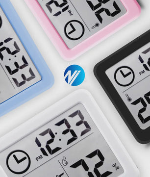 NIDITON Digitale Klok met Temperatuur & Vochtigheidssensor - Stijlvol voor Huis, Keuken & Kantoor