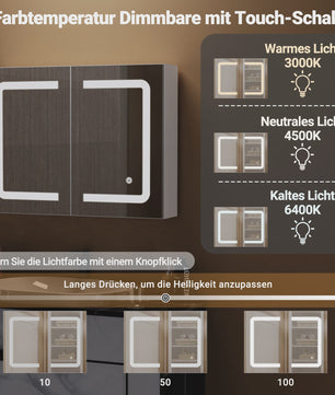 RVS LED Spiegelkast Badkamer - Wandmontage Medicijnkast met Anti-Condens Functie