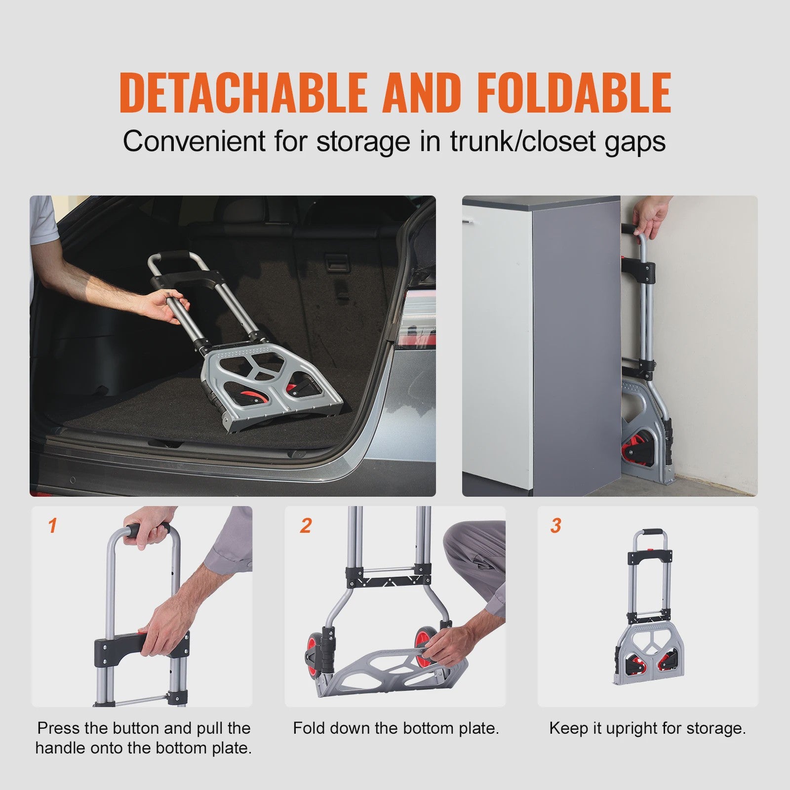 Opvouwbare Handkar met Telescoopsteel - 80kg Draagvermogen - Aluminium