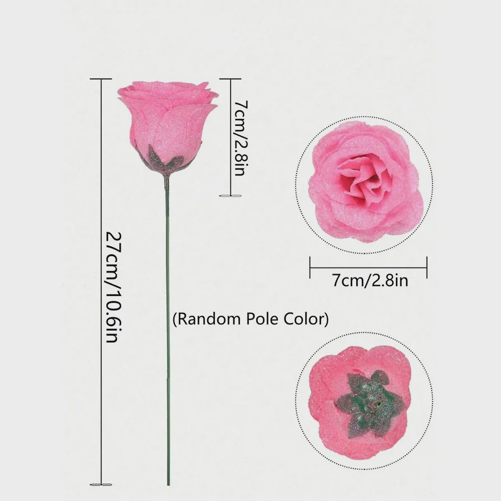 Glitter Rozen Boeket - Kunstbloemen voor Kerst, Valentijnsdag & Decoratie