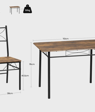 Eetkamer Set: Tafel met 4 Stoelen - Metaal Frame - Compact & Stijlvol