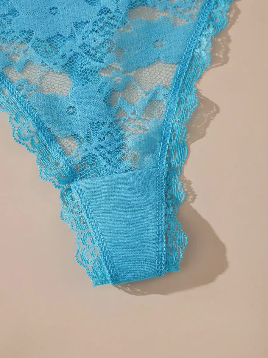 3-Pack Dames Strings van Kant en Mesh - Sexy Transparant Ondergoed
