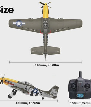 RC Vliegtuig P51D Mustang - 5 Kanaals, RTF, Borstelloos, Makkelijk voor Beginners