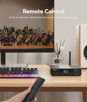 AIYIMA D03 Bluetooth 5.2 Versterker 2x150W RMS met Subwoofer Uitgang, USB DAC & OLED Display