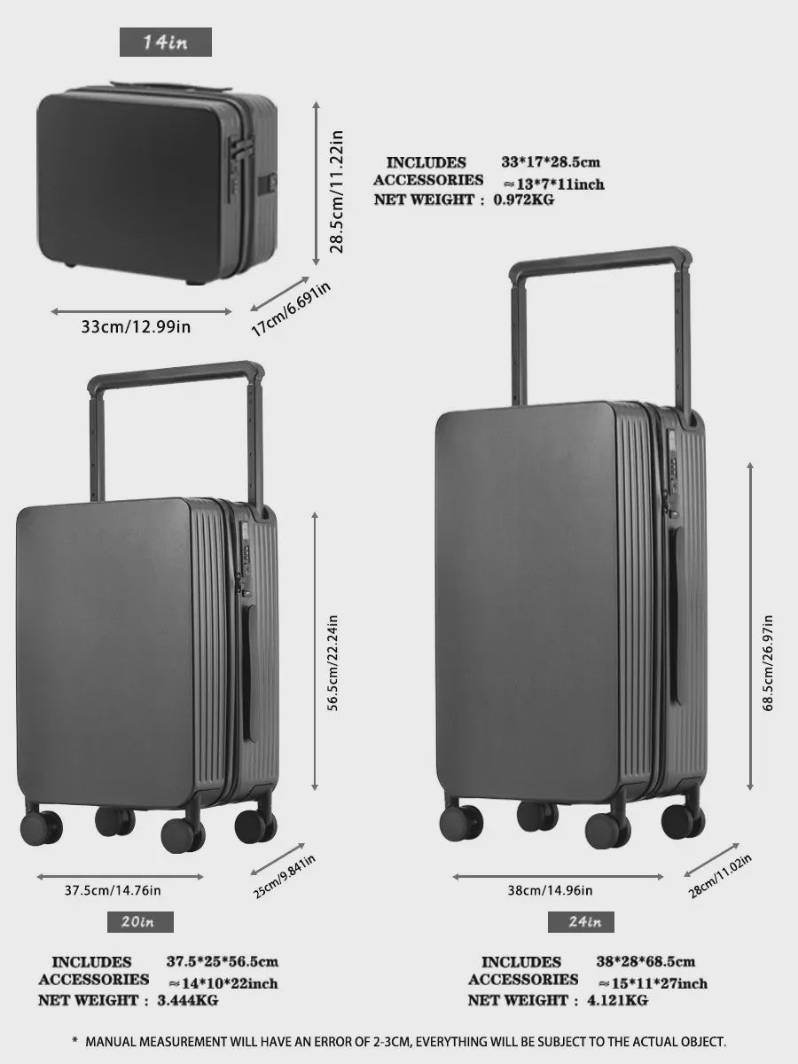 Luxe Koffer Set met USB, Bekerhouder & TSA-slot - 360° Wielen, PC+ABS