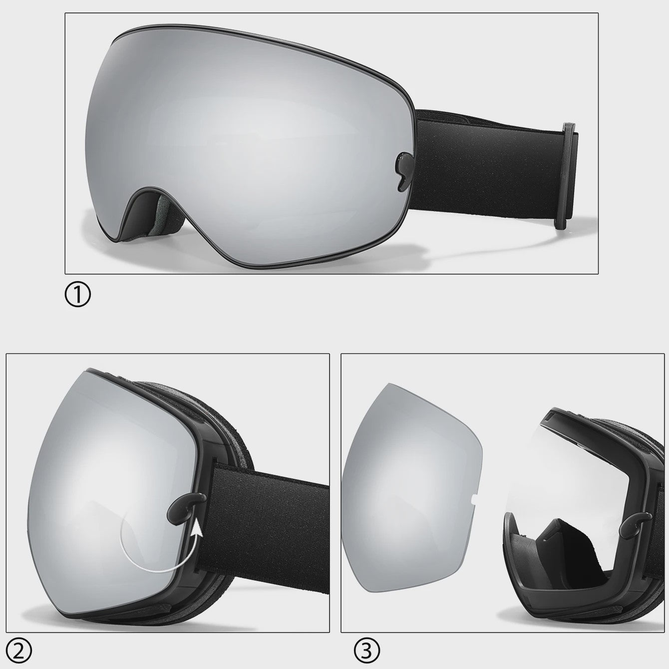 Ski Bril Heren Dames Tieners - UV400 Anti-Condens, Inclusief Optisch Frame & Tas