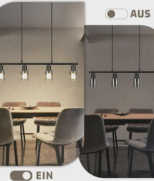 Vintage Zwarte Industriële Hanglamp voor Eettafel - 4-lichts Glas E14 Retro