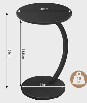 Stijlvolle C-vormige bijzettafel met hout-look blad - Ideaal voor laptop, koffie & thee