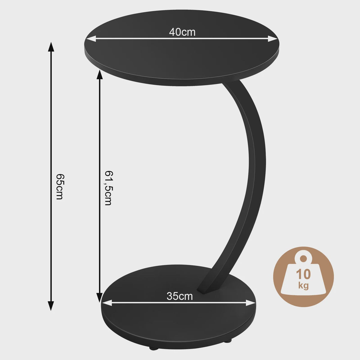 Stijlvolle C-vormige bijzettafel met hout-look blad - Ideaal voor laptop, koffie & thee
