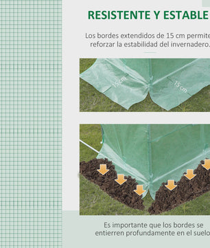 Outsunny Tunnel Kas Cover 6x3x2m met 12 Ramen en Roldeur - Bescherm uw Tuin