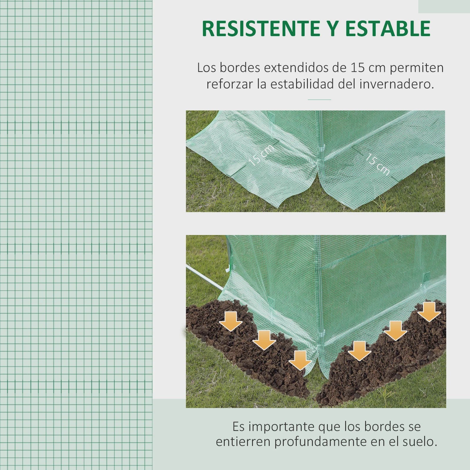 Outsunny Tunnel Kas Cover 6x3x2m met 12 Ramen en Roldeur - Bescherm uw Tuin